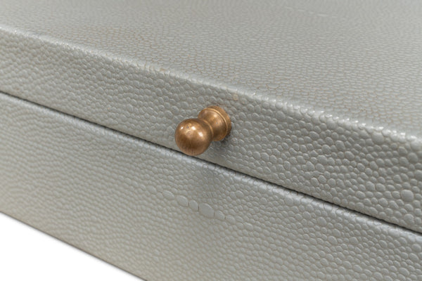 Sarreid Gatsburg Shagreen Box Set In Storm Grey - Elegant Leather Finish With Durable Paper Liner, S/2 Grey  54078-2