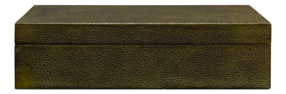 Sarreid Gatsburg Shagreen Box Set Of 2 - Elegant Leaf Design With Leather Finish & Paper Liner For Chic Decor Green  54078-3