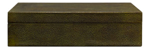 Sarreid Gatsburg Shagreen Box Set Of 2 - Elegant Leaf Design With Leather Finish & Paper Liner For Chic Decor Green  54078-3