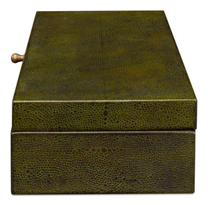 Sarreid Gatsburg Shagreen Box Set Of 2 - Elegant Leaf Design With Leather Finish & Paper Liner For Chic Decor Green  54078-3
