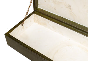 Sarreid Gatsburg Shagreen Box Set Of 2 - Elegant Leaf Design With Leather Finish & Paper Liner For Chic Decor Green  54078-3