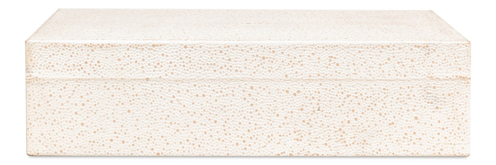 Sarreid Gatsburg Shagreen Box Set Of 2 In Osprey White - Elegant Leather With Soft Paper Liner Finish White  54078-4