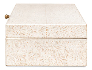 Sarreid Gatsburg Shagreen Box Set Of 2 In Osprey White - Elegant Leather With Soft Paper Liner Finish White  54078-4