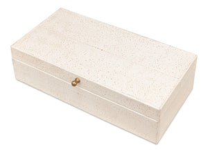 Sarreid Gatsburg Shagreen Box Set Of 2 In Osprey White - Elegant Leather With Soft Paper Liner Finish White  54078-4