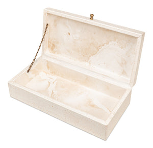 Sarreid Gatsburg Shagreen Box Set Of 2 In Osprey White - Elegant Leather With Soft Paper Liner Finish White  54078-4