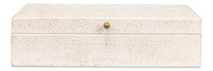 Sarreid Gatsburg Shagreen Box Set Of 2 In Osprey White - Elegant Leather With Soft Paper Liner Finish White  54078-4