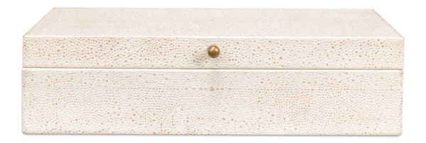 Sarreid Gatsburg Shagreen Box Set Of 2 In Osprey White - Elegant Leather With Soft Paper Liner Finish White  54078-4