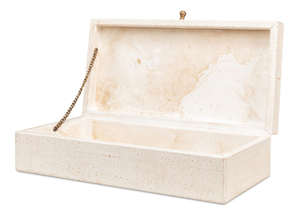 Sarreid Gatsburg Shagreen Box Set Of 2 In Osprey White - Elegant Leather With Soft Paper Liner Finish White  54078-4