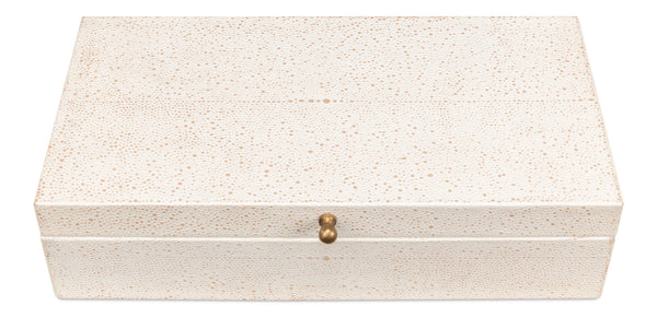 Sarreid Gatsburg Shagreen Box Set Of 2 In Osprey White - Elegant Leather With Soft Paper Liner Finish White  54078-4