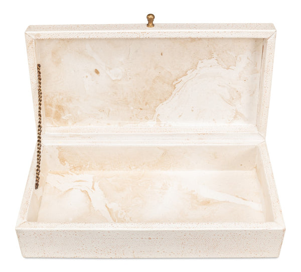 Sarreid Gatsburg Shagreen Box Set Of 2 In Osprey White - Elegant Leather With Soft Paper Liner Finish White  54078-4