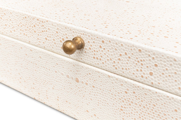 Sarreid Gatsburg Shagreen Box Set Of 2 In Osprey White - Elegant Leather With Soft Paper Liner Finish White  54078-4