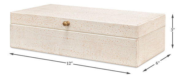 Sarreid Gatsburg Shagreen Box Set Of 2 In Osprey White - Elegant Leather With Soft Paper Liner Finish White  54078-4