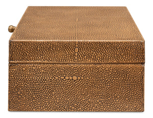 Sarreid Gatsburg Elegant Tawny Brown Shagreen Box Set Of 2 - Luxurious Leather Finish With Paper Liner Brown  54078-5