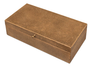 Sarreid Gatsburg Elegant Tawny Brown Shagreen Box Set Of 2 - Luxurious Leather Finish With Paper Liner Brown  54078-5