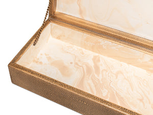 Sarreid Gatsburg Elegant Tawny Brown Shagreen Box Set Of 2 - Luxurious Leather Finish With Paper Liner Brown  54078-5
