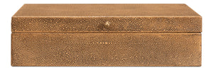 Sarreid Gatsburg Elegant Tawny Brown Shagreen Box Set Of 2 - Luxurious Leather Finish With Paper Liner Brown  54078-5