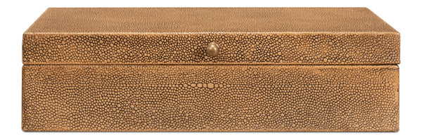 Sarreid Gatsburg Elegant Tawny Brown Shagreen Box Set Of 2 - Luxurious Leather Finish With Paper Liner Brown  54078-5