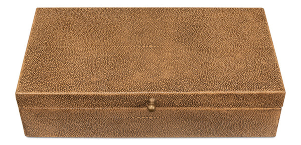 Sarreid Gatsburg Elegant Tawny Brown Shagreen Box Set Of 2 - Luxurious Leather Finish With Paper Liner Brown  54078-5