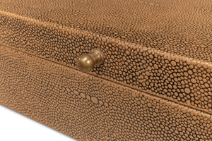 Sarreid Gatsburg Elegant Tawny Brown Shagreen Box Set Of 2 - Luxurious Leather Finish With Paper Liner Brown  54078-5