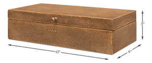 Sarreid Gatsburg Elegant Tawny Brown Shagreen Box Set Of 2 - Luxurious Leather Finish With Paper Liner Brown  54078-5
