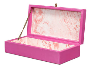 Sarreid Gatsburg Pink Shagreen Box Set Of 2 - Elegant Leather Finish With Stylish Paper Liner For Storage Pink  54078-pink