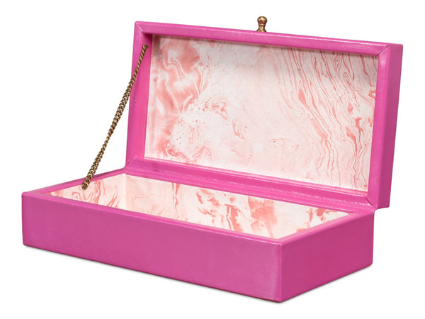 Sarreid Gatsburg Pink Shagreen Box Set Of 2 - Elegant Leather Finish With Stylish Paper Liner For Storage Pink  54078-pink