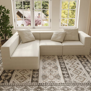 English Elm L Shaped Modular Sectional Sofa - 110" Corduroy Couch With Deep Seats & Movable Ottoman For Comfort W3670S00001