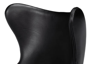 Sarreid Jacobean Egg Chair In Onyx Black Leather - Stylish Mid-century Design With Durable Metal Frame Black  54079