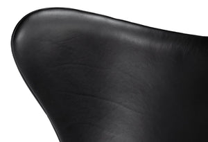 Sarreid Jacobean Egg Chair In Onyx Black Leather - Stylish Mid-century Design With Durable Metal Frame Black  54079