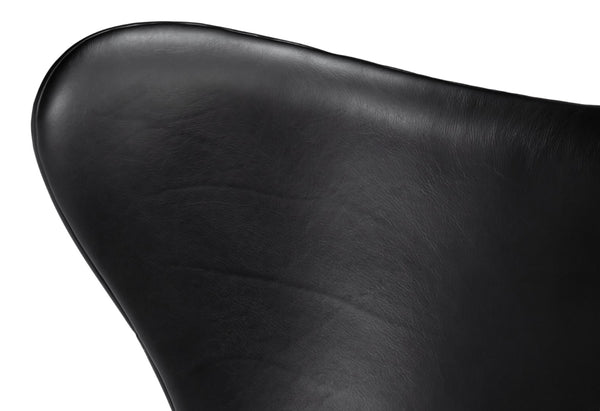 Sarreid Jacobean Egg Chair In Onyx Black Leather - Stylish Mid-century Design With Durable Metal Frame Black  54079