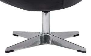 Sarreid Jacobean Egg Chair In Onyx Black Leather - Stylish Mid-century Design With Durable Metal Frame Black  54079