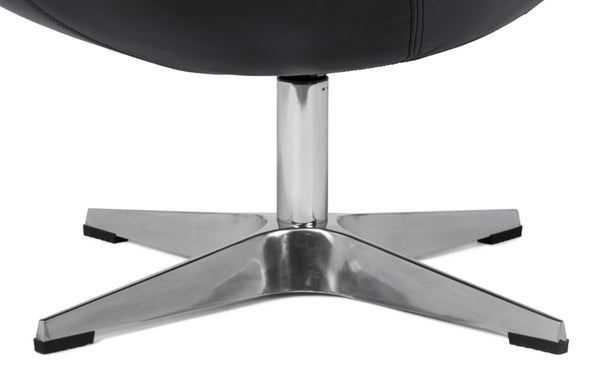 Sarreid Jacobean Egg Chair In Onyx Black Leather - Stylish Mid-century Design With Durable Metal Frame Black  54079