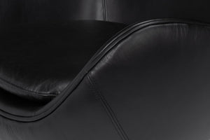 Sarreid Jacobean Egg Chair In Onyx Black Leather - Stylish Mid-century Design With Durable Metal Frame Black  54079