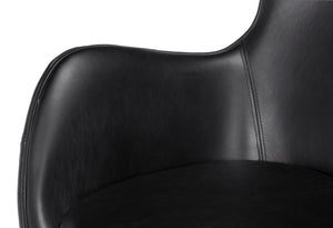 Sarreid Jacobean Egg Chair In Onyx Black Leather - Stylish Mid-century Design With Durable Metal Frame Black  54079