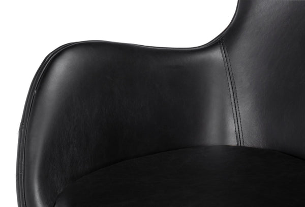 Sarreid Jacobean Egg Chair In Onyx Black Leather - Stylish Mid-century Design With Durable Metal Frame Black  54079