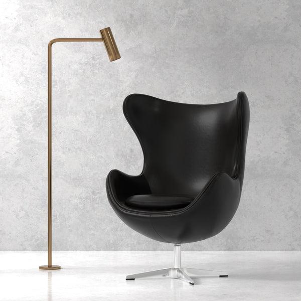 Sarreid Jacobean Egg Chair In Onyx Black Leather - Stylish Mid-century Design With Durable Metal Frame Black  54079