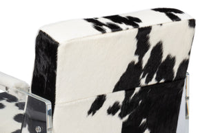 Sarreid Holloway Armchair - Luxurious Black & White Hair-on-hide Leather With Stylish Acrylic Accents Multicolor  54081