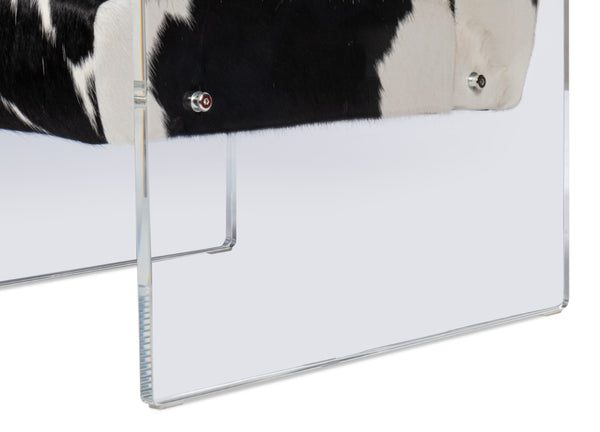 Sarreid Holloway Armchair - Luxurious Black & White Hair-on-hide Leather With Stylish Acrylic Accents Multicolor  54081