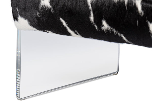 Sarreid Holloway Armchair - Luxurious Black & White Hair-on-hide Leather With Stylish Acrylic Accents Multicolor  54081