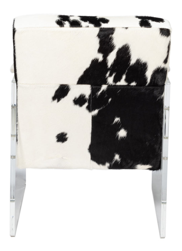 Sarreid Holloway Armchair - Luxurious Black & White Hair-on-hide Leather With Stylish Acrylic Accents Multicolor  54081