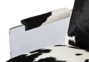 Sarreid Holloway Armchair - Luxurious Black & White Hair-on-hide Leather With Stylish Acrylic Accents Multicolor  54081