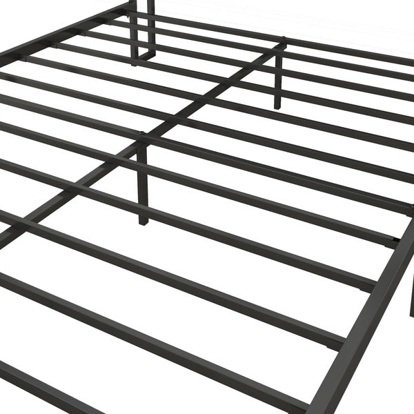 English Elm Queen Upholstered Bed Frame with USB & Outlets, Metal Platform, Vintage Shelf, 10.4" Storage Clearance W1960P162712