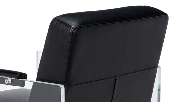 Sarreid Holloway Armchair - Luxurious Onyx Black Leather Seating With Stylish Acrylic Accents For Comfort Black  54082