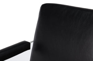 Sarreid Holloway Armchair - Luxurious Onyx Black Leather Seating With Stylish Acrylic Accents For Comfort Black  54082