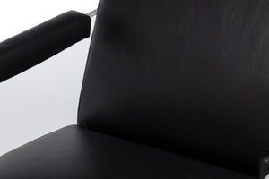 Sarreid Holloway Armchair - Luxurious Onyx Black Leather Seating With Stylish Acrylic Accents For Comfort Black  54082