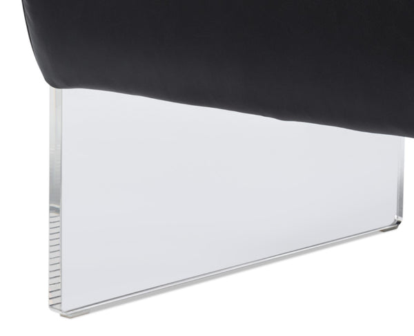 Sarreid Holloway Armchair - Luxurious Onyx Black Leather Seating With Stylish Acrylic Accents For Comfort Black  54082