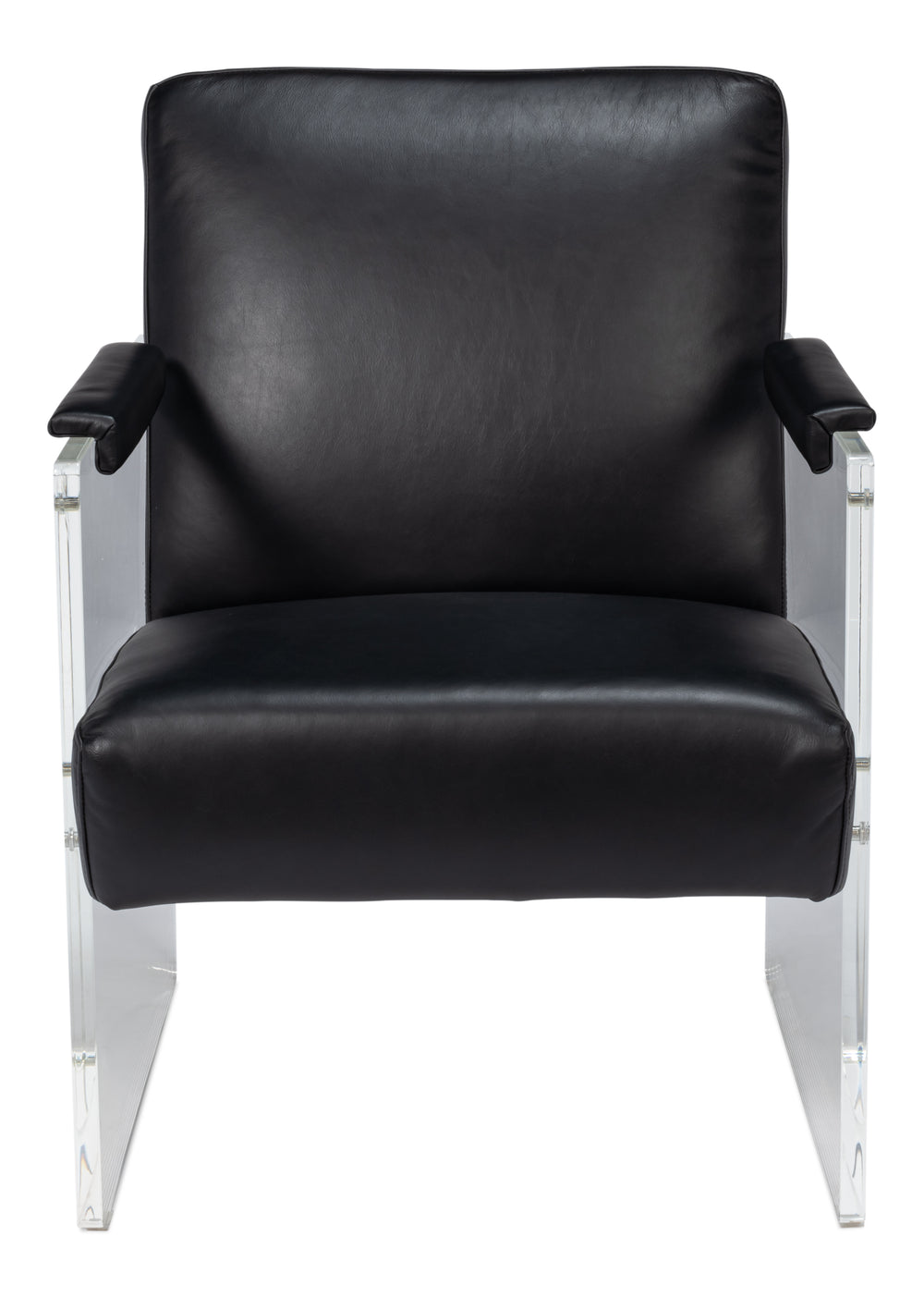 Sarreid Holloway Armchair - Luxurious Onyx Black Leather Seating With Stylish Acrylic Accents For Comfort Black  54082