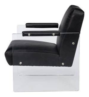 Sarreid Holloway Armchair - Luxurious Onyx Black Leather Seating With Stylish Acrylic Accents For Comfort Black  54082