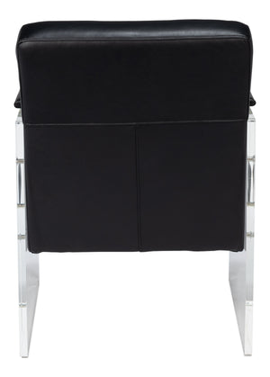 Sarreid Holloway Armchair - Luxurious Onyx Black Leather Seating With Stylish Acrylic Accents For Comfort Black  54082