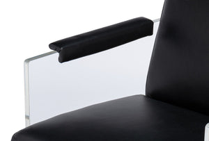 Sarreid Holloway Armchair - Luxurious Onyx Black Leather Seating With Stylish Acrylic Accents For Comfort Black  54082